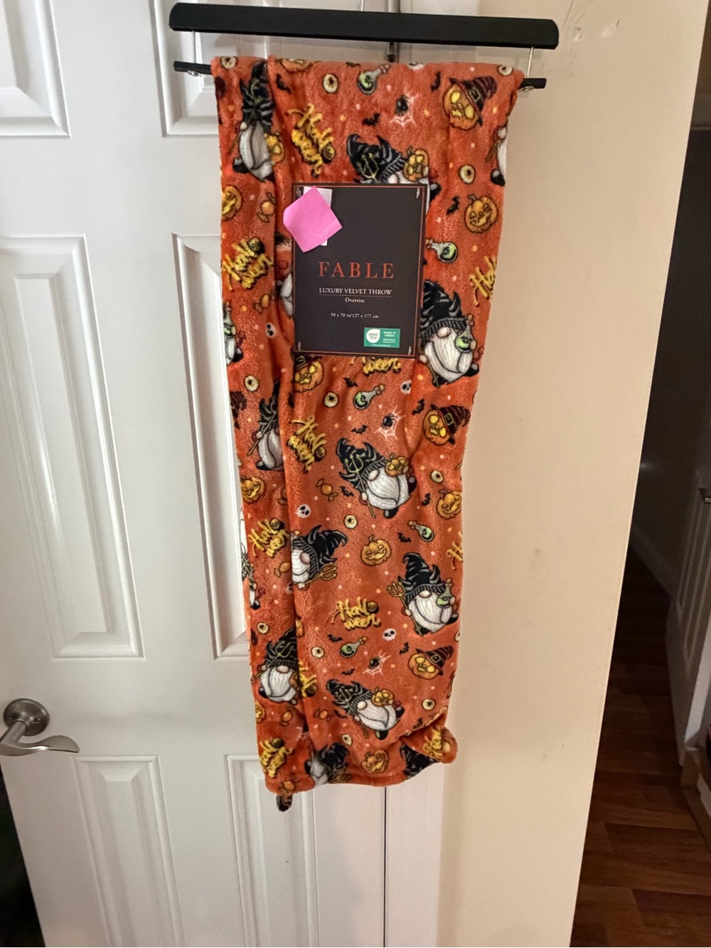 Fable Luxury Velvet Halloween Throw Blanket with Gnomes